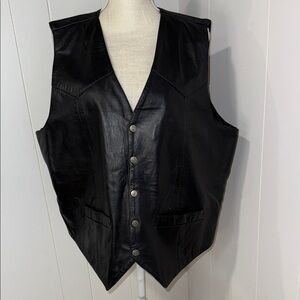 Roper Men's Black Leather Vest